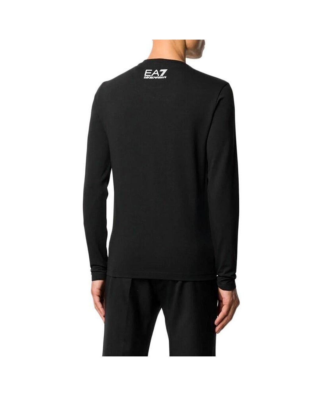EA7 Black Logo Long-Sleeved T-Shirt for men