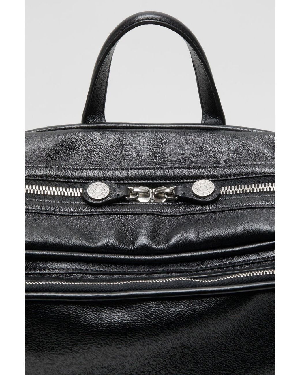 Acne Black Leather Top-Handle Backpack for men