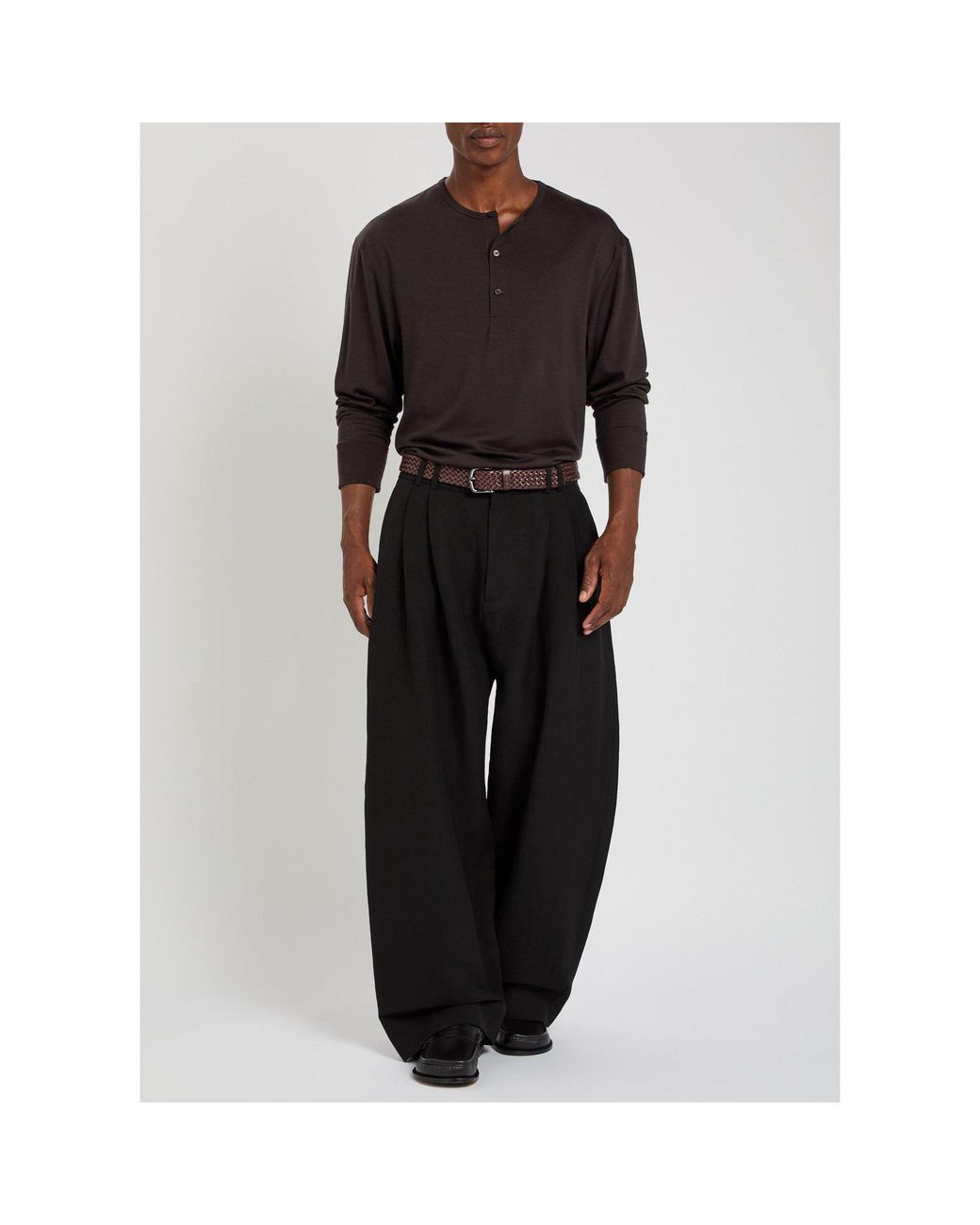 Studio Nicholson Black Loose Pure Wool T-Shirt for men