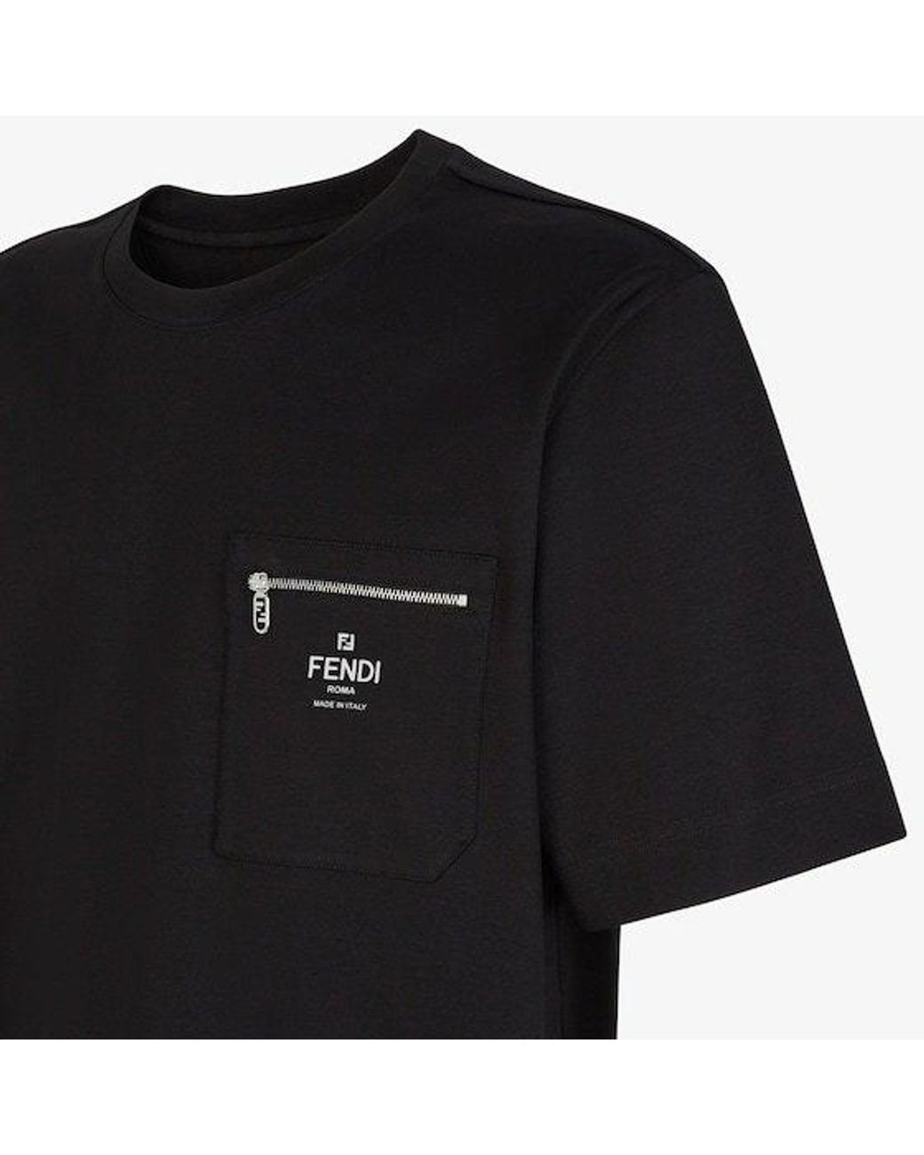 Fendi Black Logo Printed Crewneck T-Shirt for men