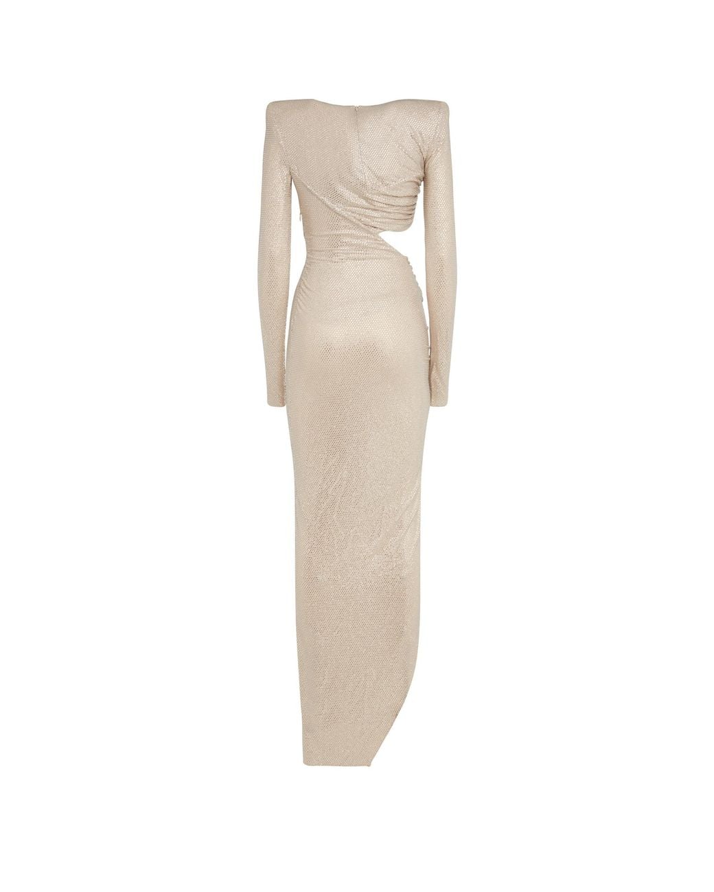 Alexandre Vauthier Natural Long-Sleeved Round-Necked Dress
