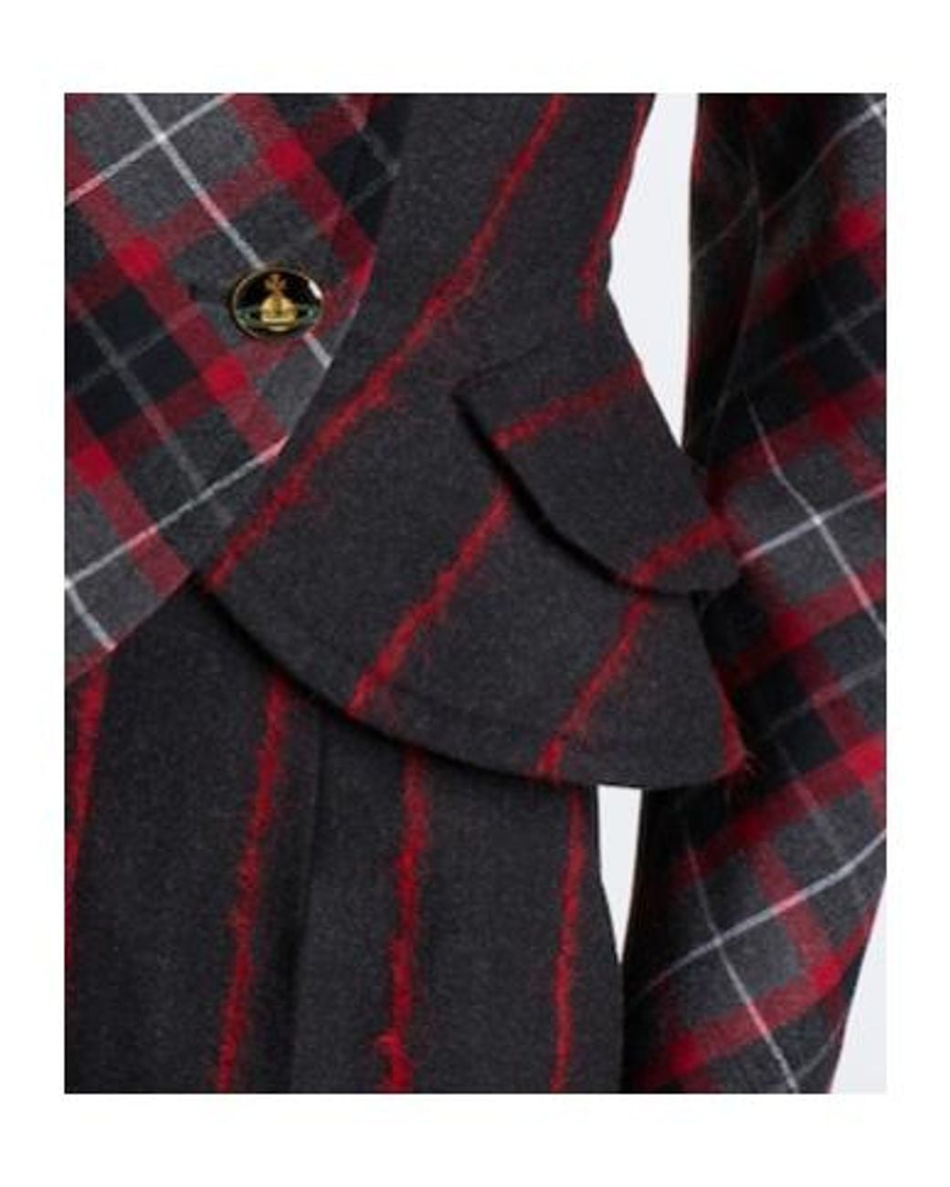 Vivienne Westwood Black Stormy Peplum Tartan Wool Jacket