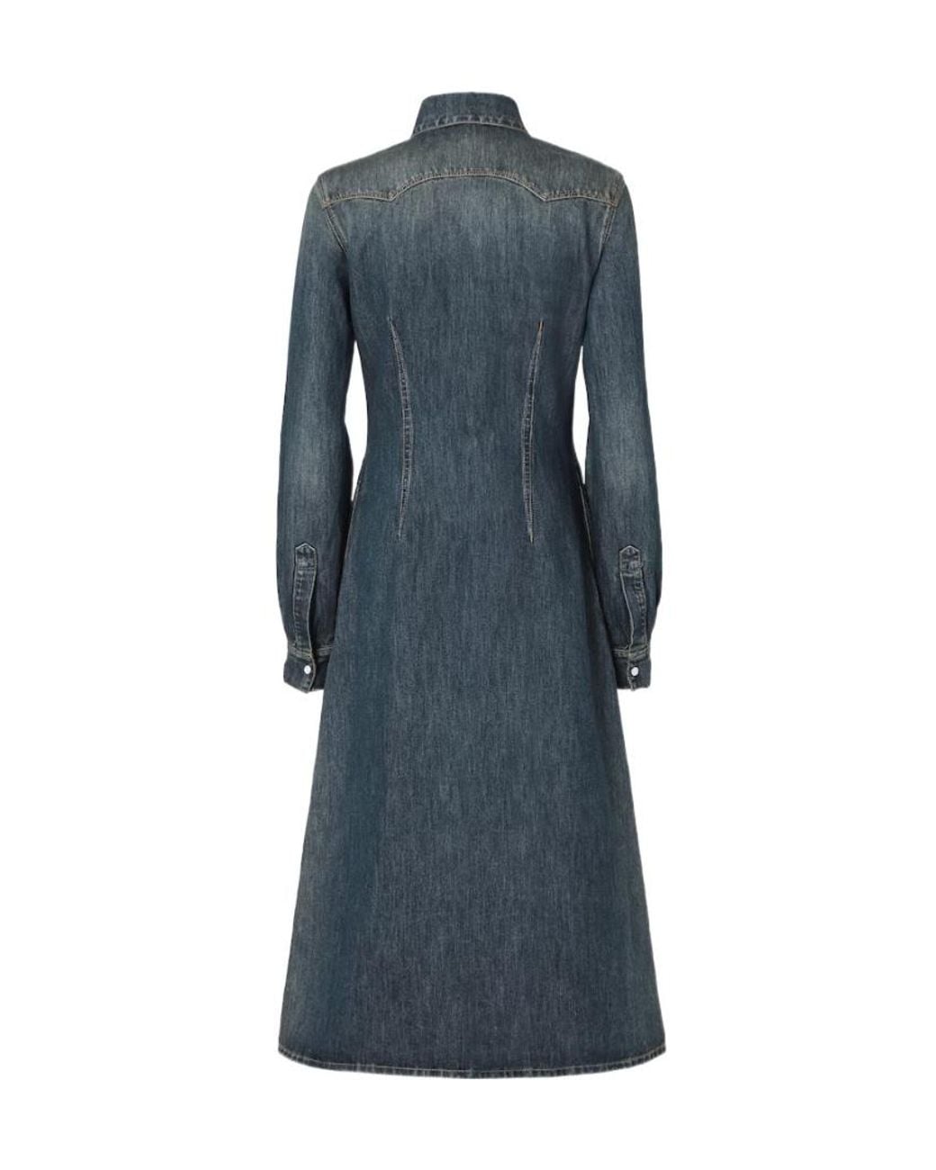 Fendi Blue Western Shirt Denim Dress