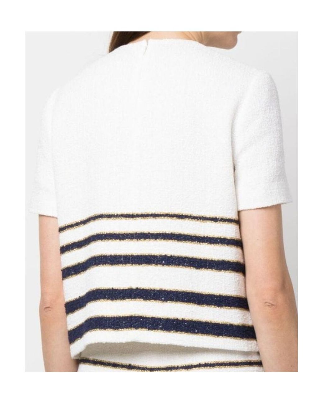 Valentino White Mariniere Striped Crewneck Top