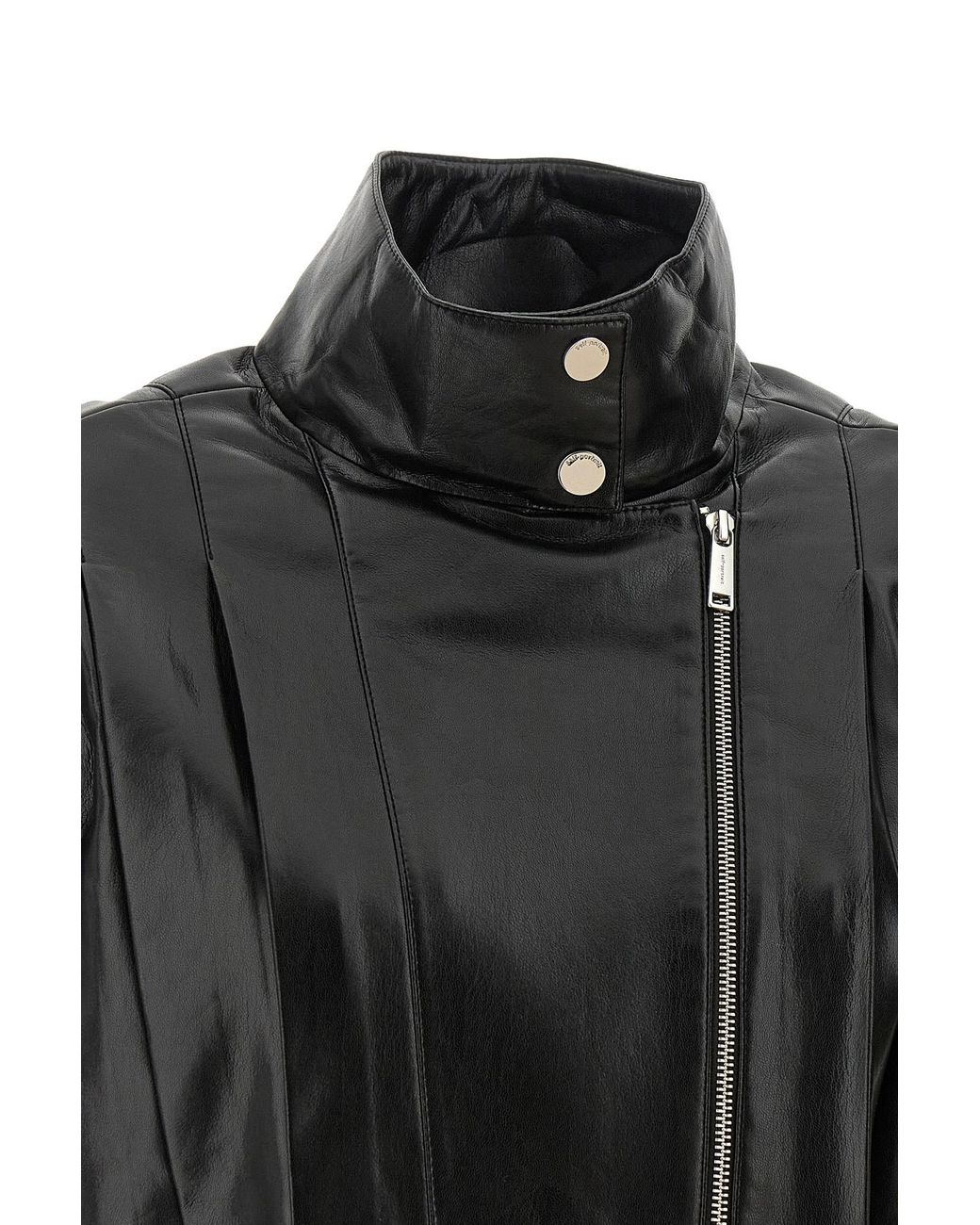 Self-Portrait Black Pleated Belted Biker Jacket