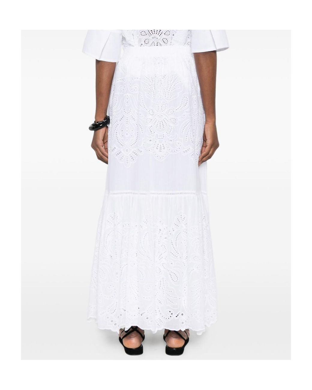 ERMANNO FIRENZE White Broderie Tiered Skirt