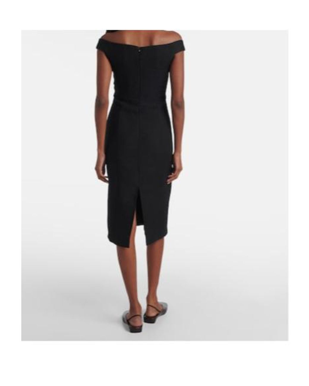 Calvin Klein Black Bonny Wool And Linen-Blend Midi Dress