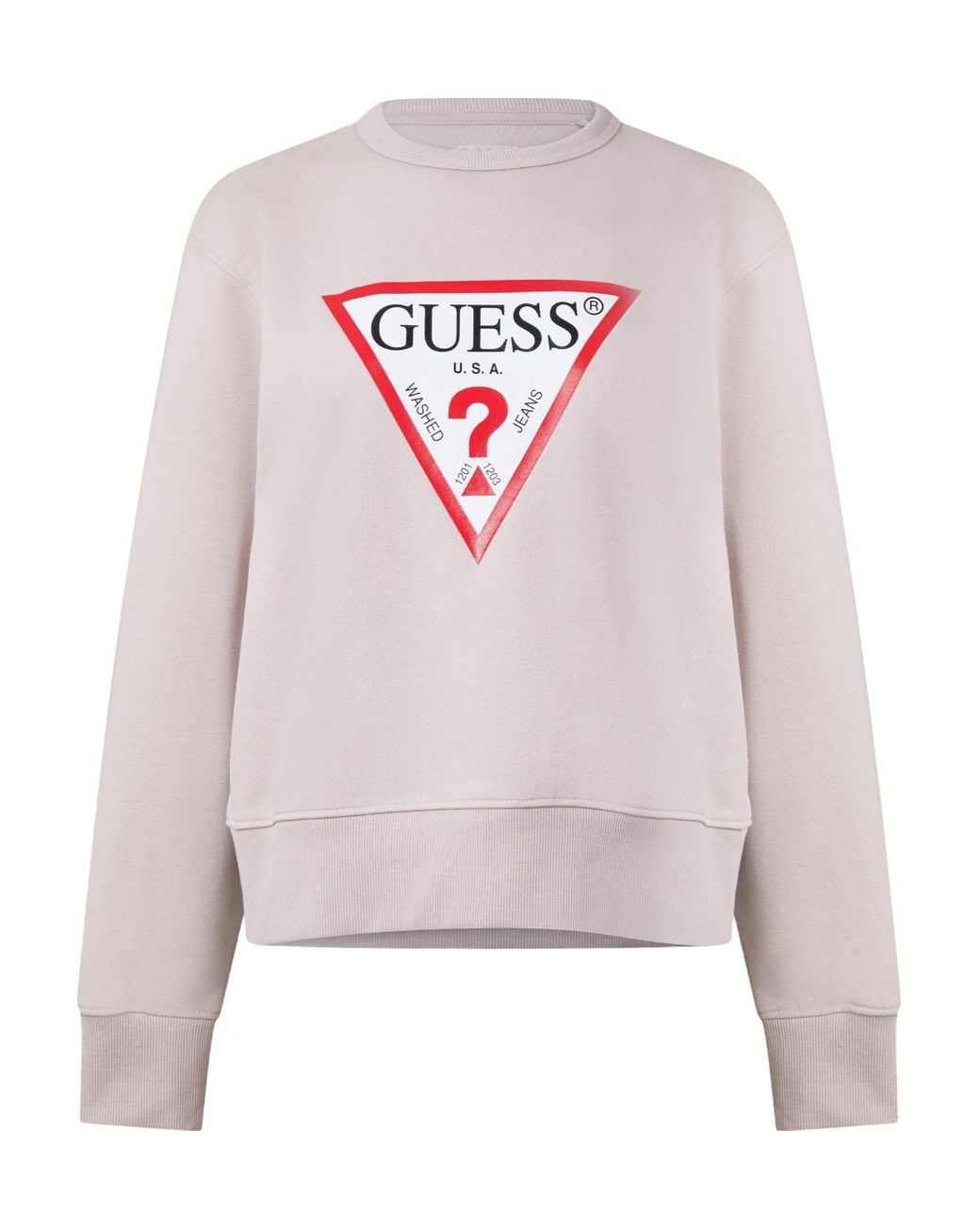 Guess Pink Light Triangle Print Crew Neck Sweatshirt