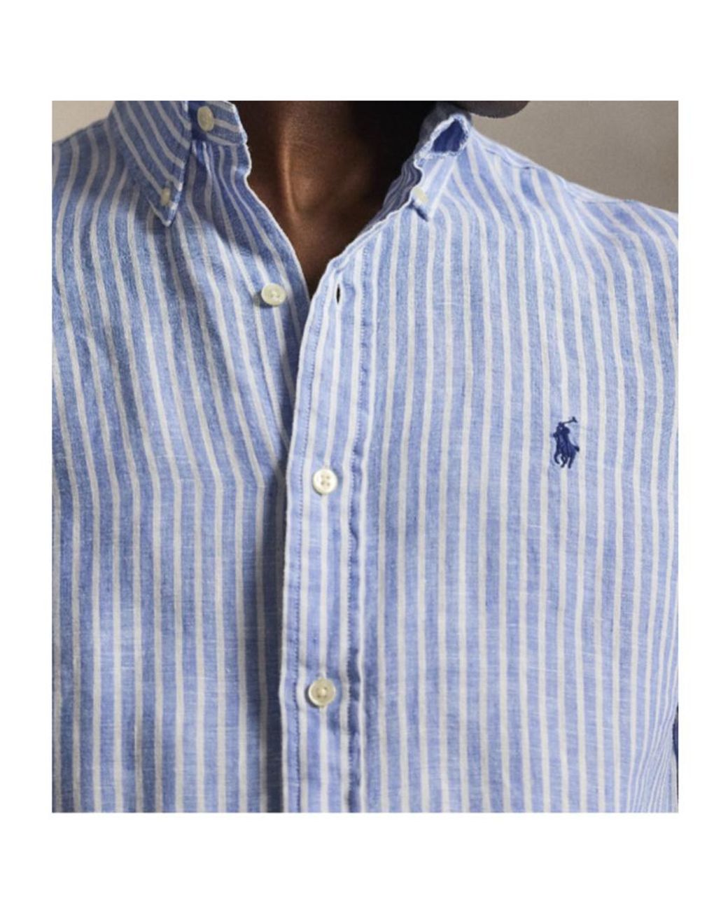 Polo Ralph Lauren Blue Logo Detailed Striped Shirt for men