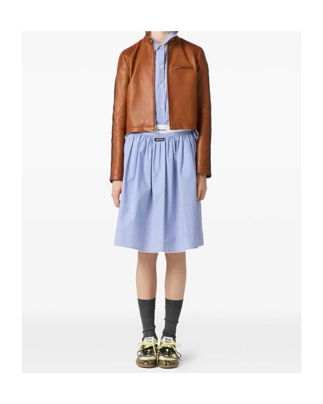 Miu Miu Brown Nappa Leather Jacket