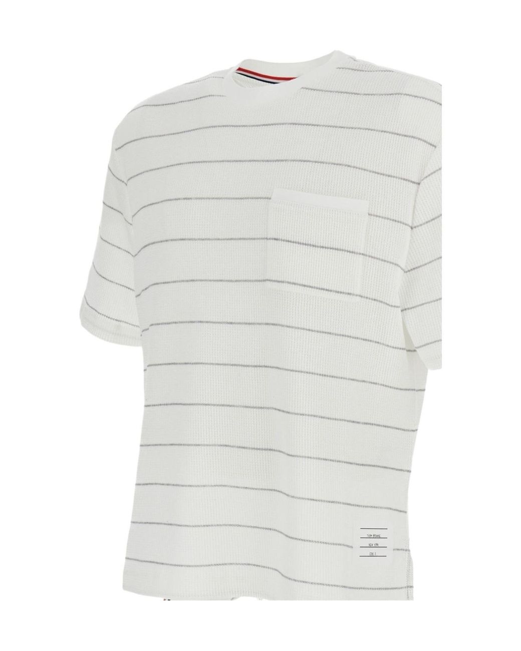 Thom Browne White Crewneck Striped T-Shirt for men