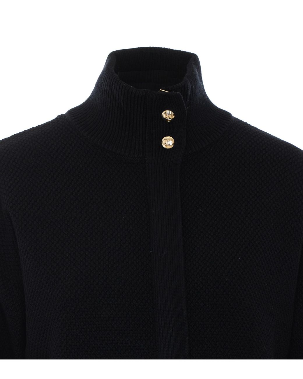 Liu Jo Blue Textured High-Neck Knitted Jacket