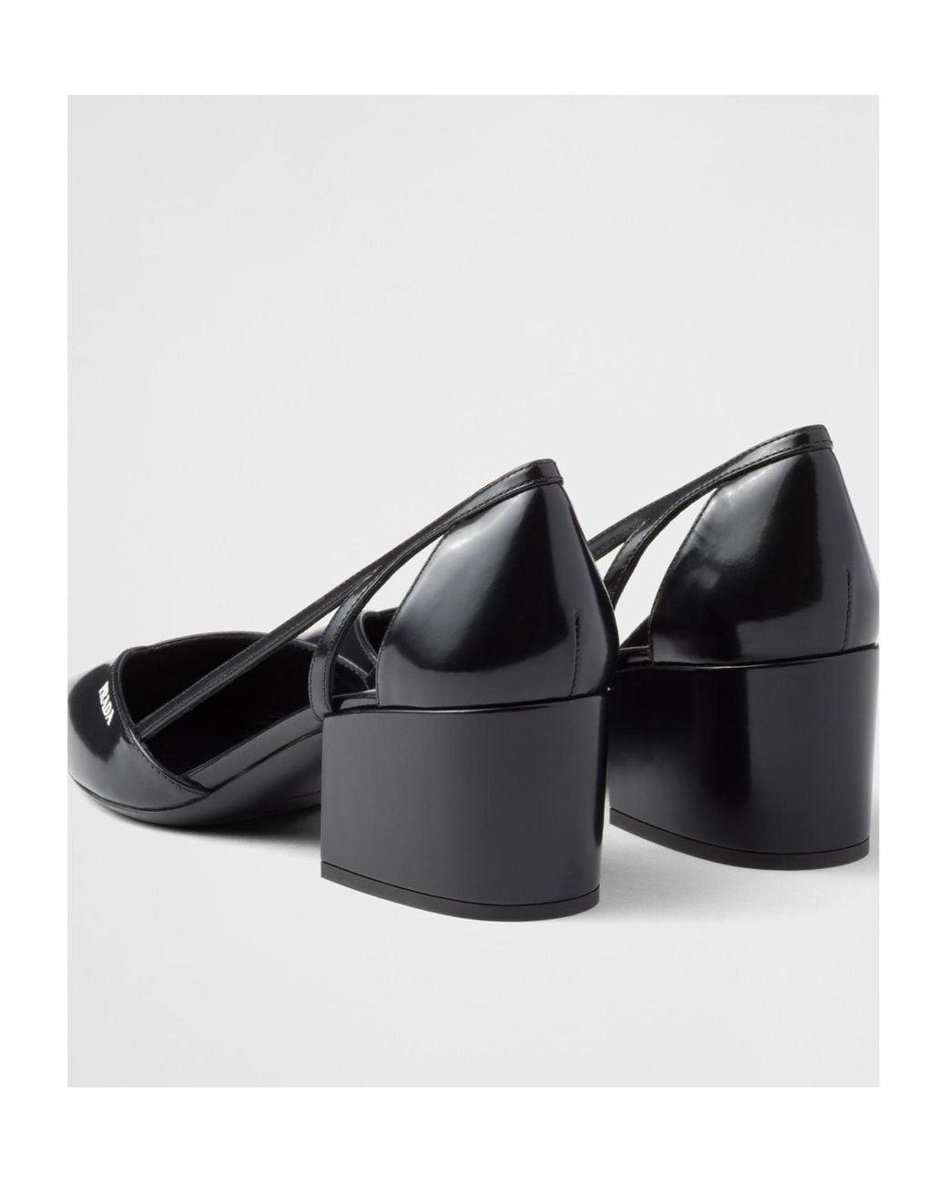 Prada Black Brushed Leather Cut-Out Pumps