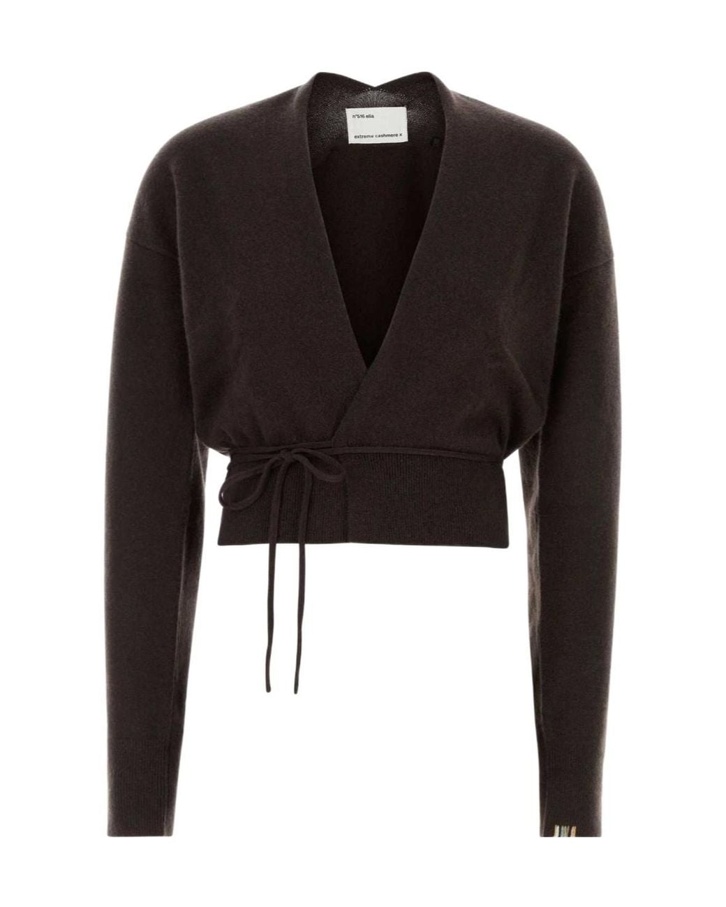 Extreme Cashmere Black Ella Wrap Cropped Cardigan