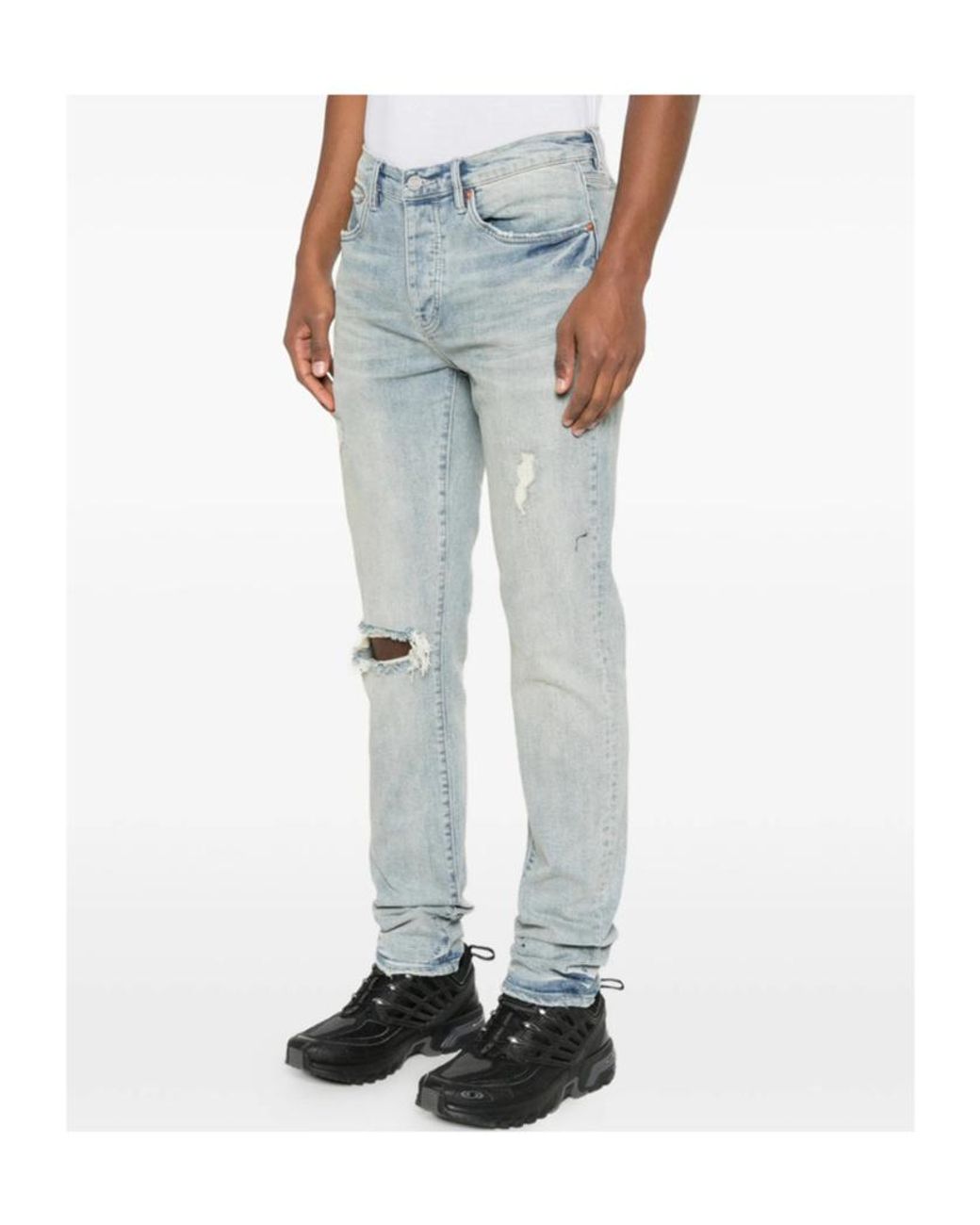 Purple Brand Blue Ripped Jeans for men