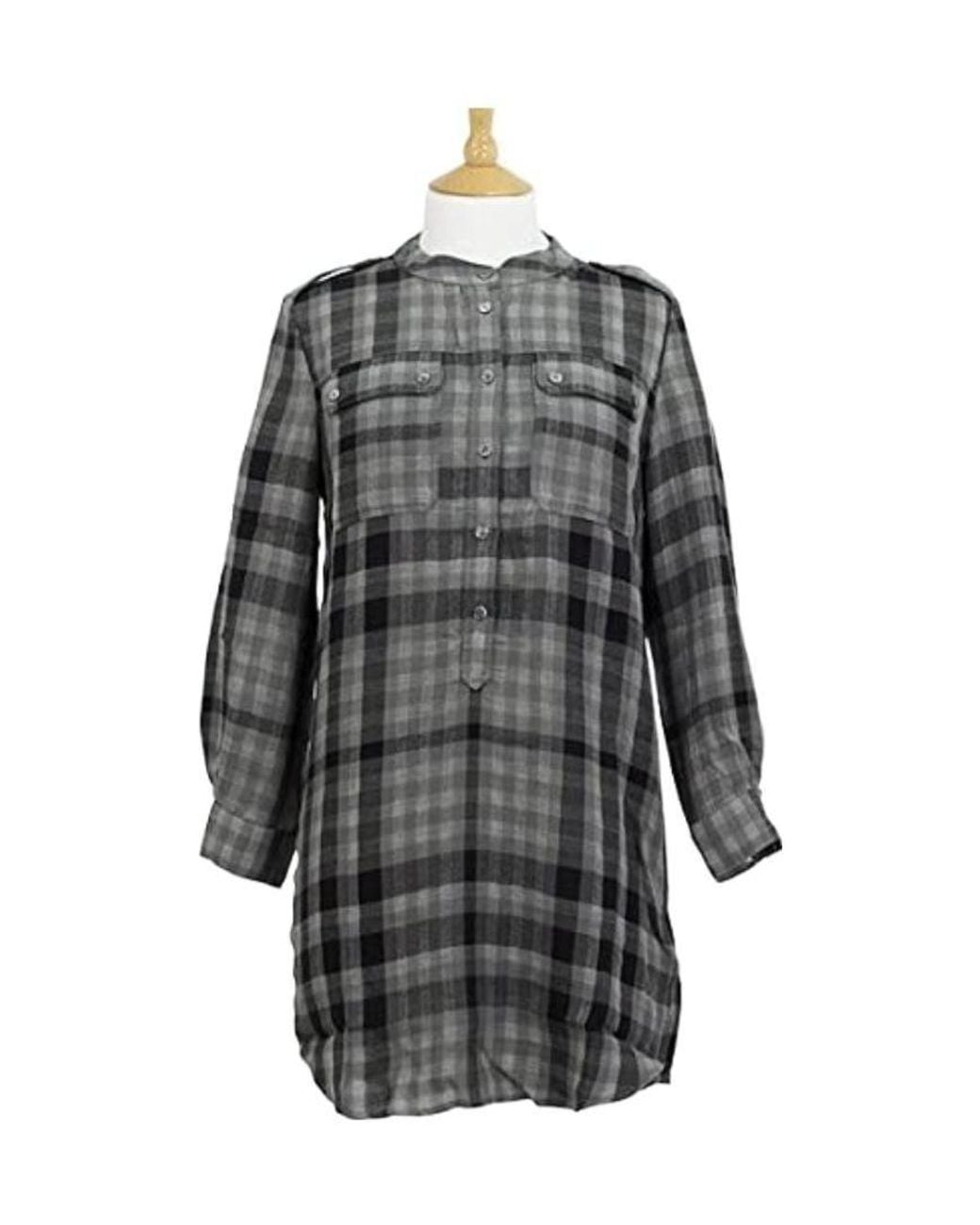 Burberry Gray Plaid Long-Sleeved Shirt