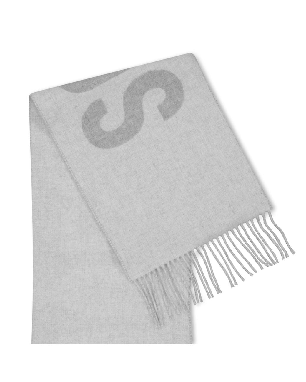 Jacquemus Gray Embroidered Fringe Scarf