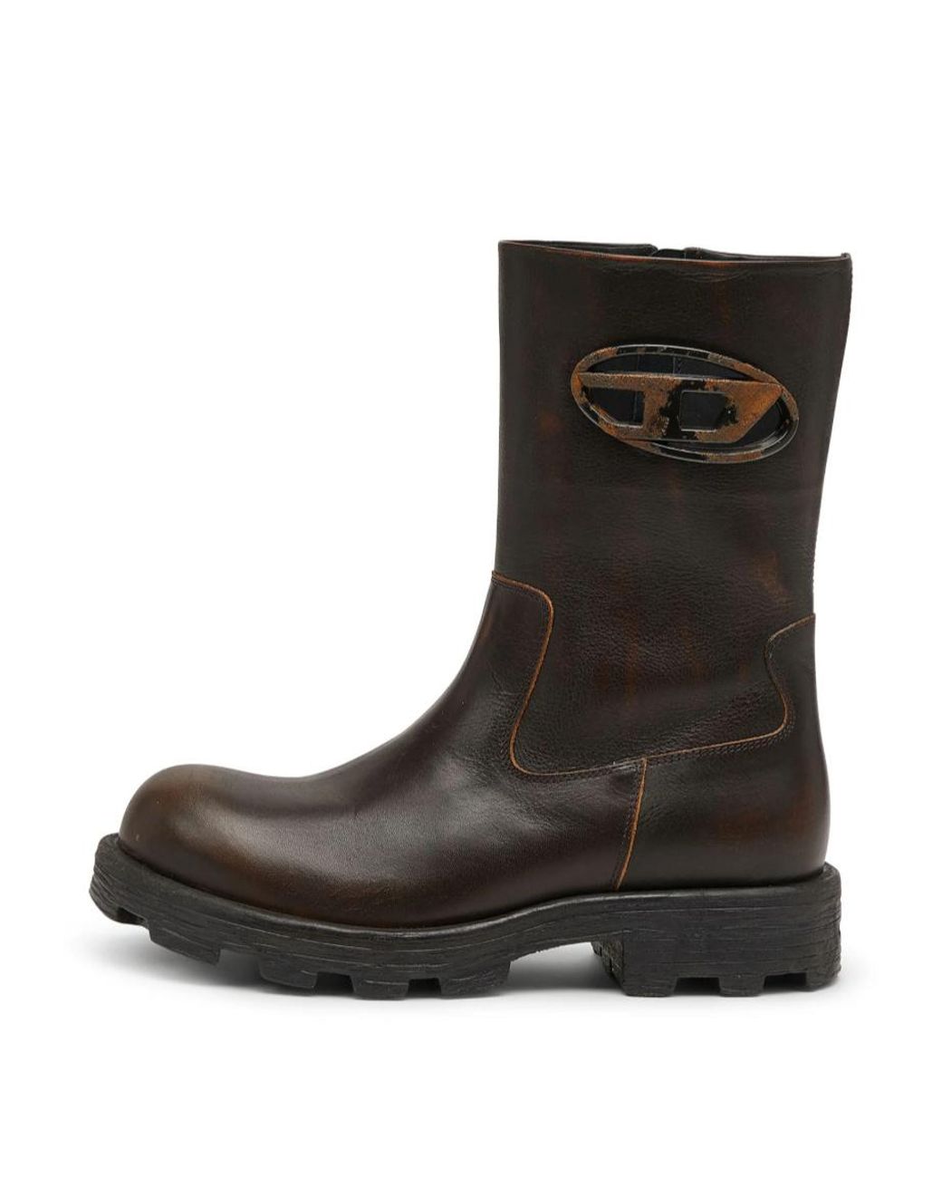 DIESEL Black D-Hammer Logo-Plaque Biker Boots