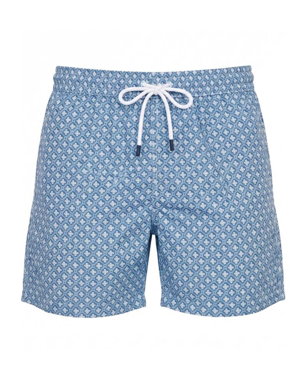 Fedeli Blue Madeira Drawstring Swim Trunks for men