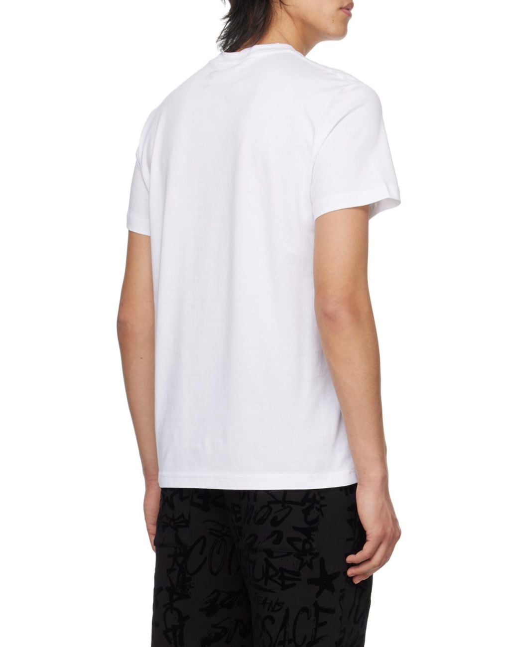 Versace Jeans White Couture Logo-Printed Crewneck T-Shirt for men