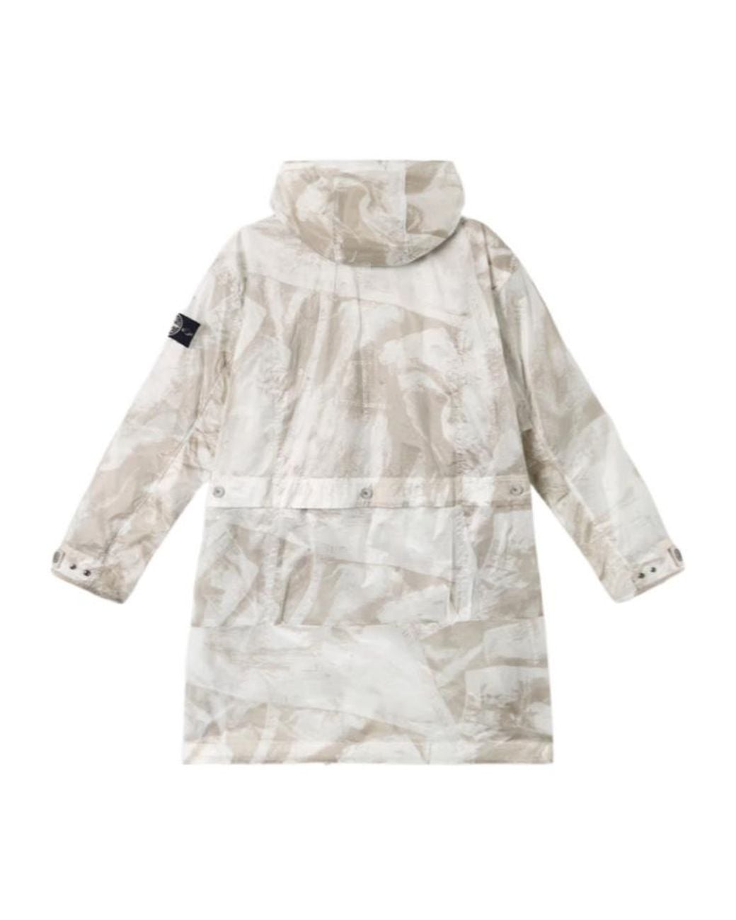 Stone Island White Camouflage Printed Hooded Coat for men