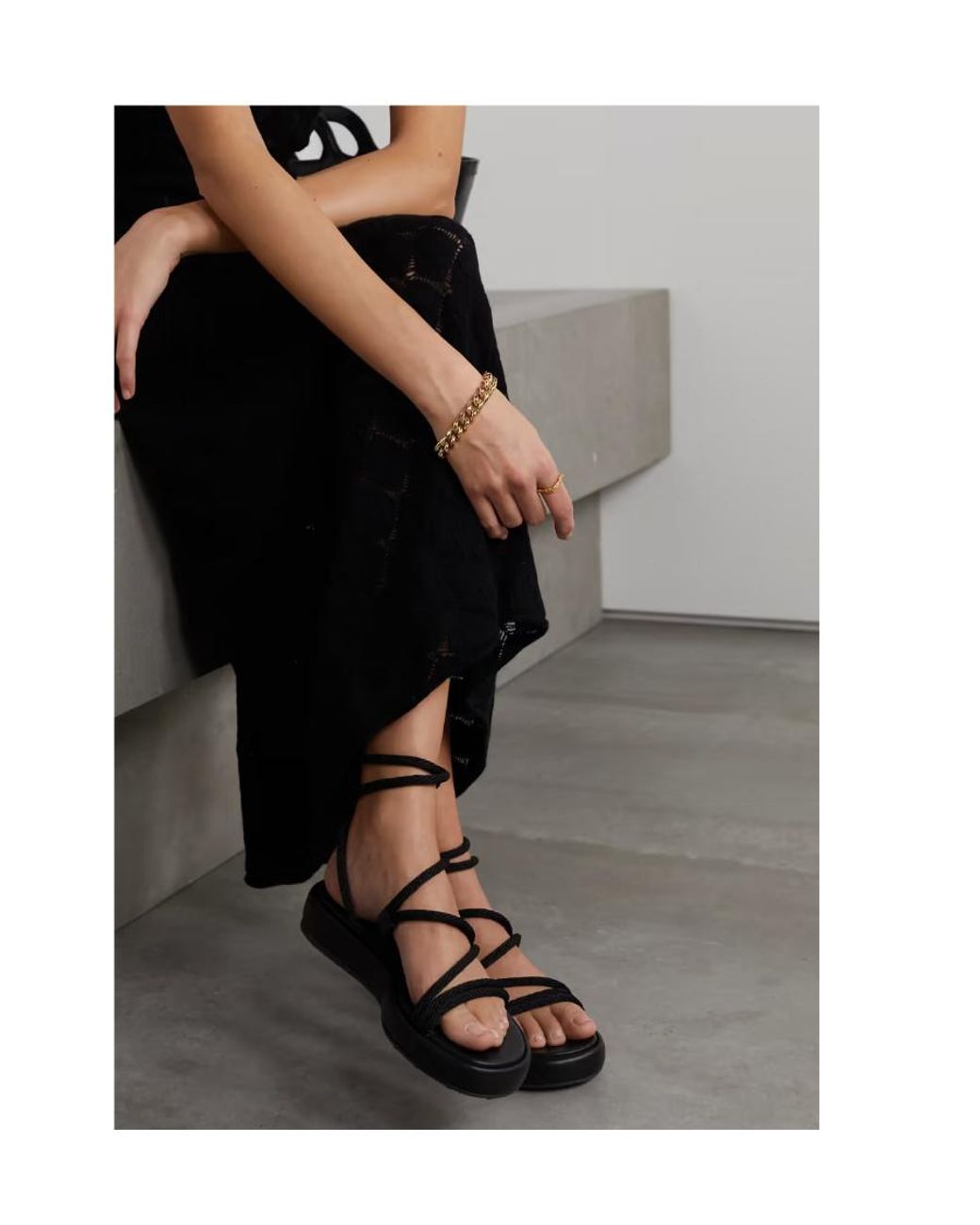 Gianvito Rossi Black Lace-Up Rope Sandals