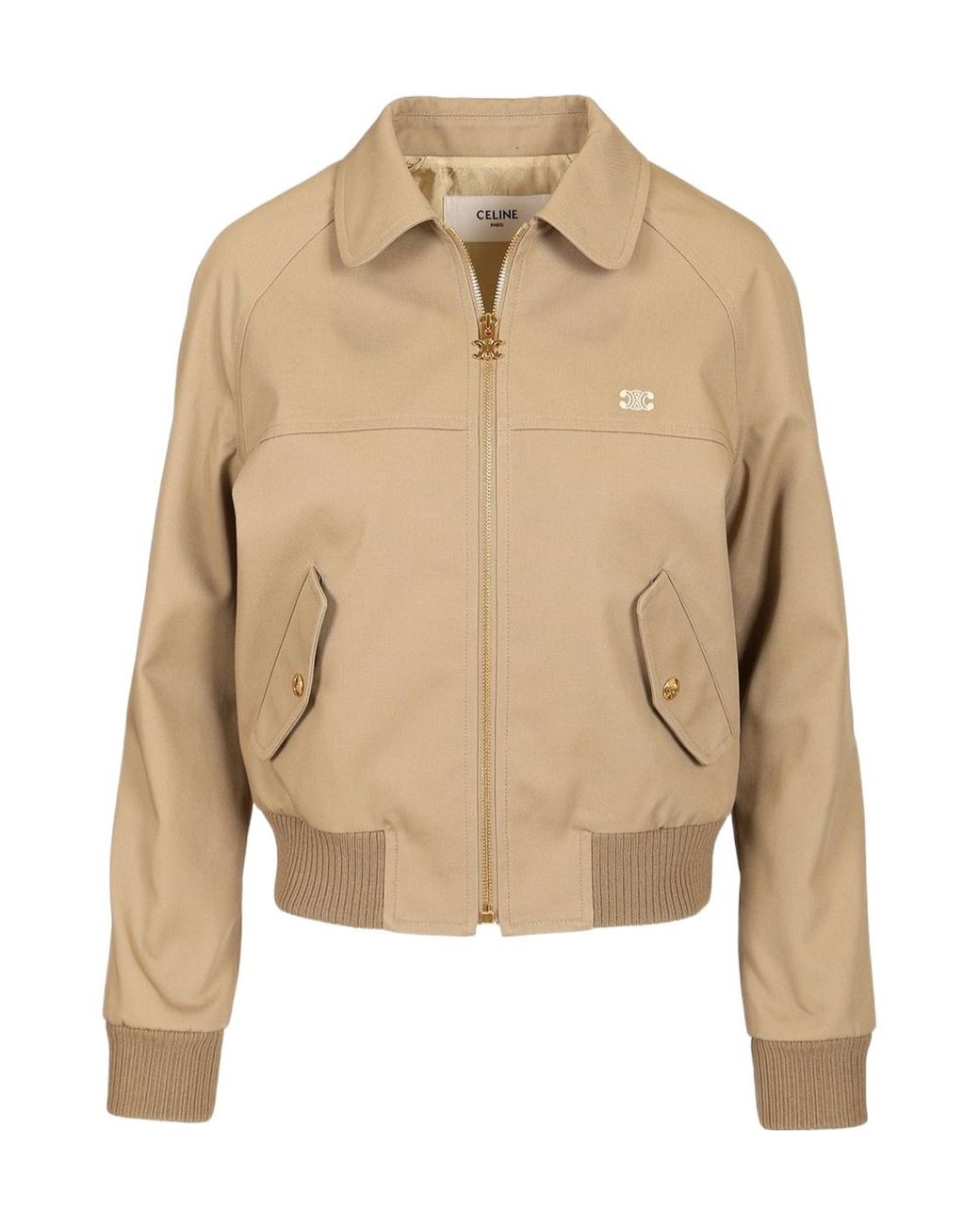 Celine Triomphe Blouson Jacket in Natural | Lyst
