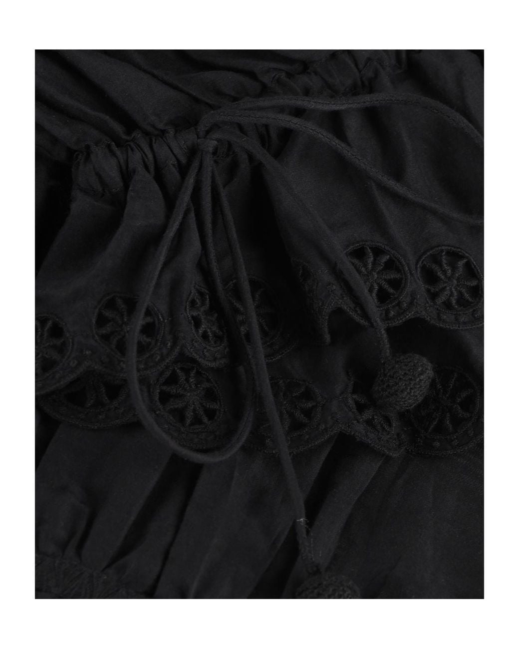 Isabel Marant Black Long-Sleeved Lace-Detailed Blouse