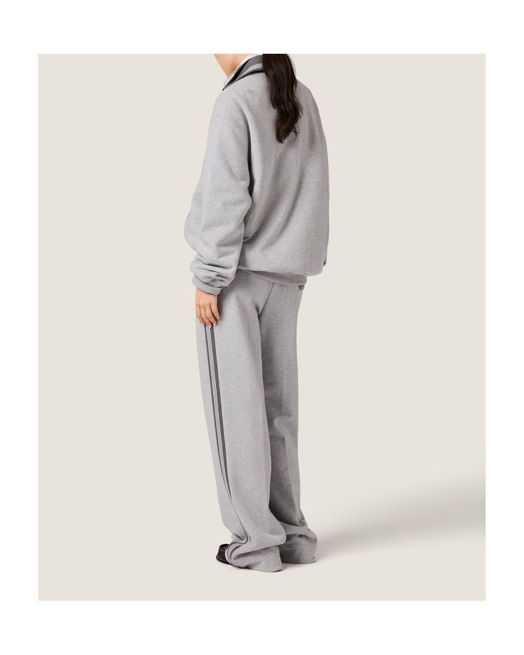 Miu Miu Gray Zip-Up Oversized Sweatshirt