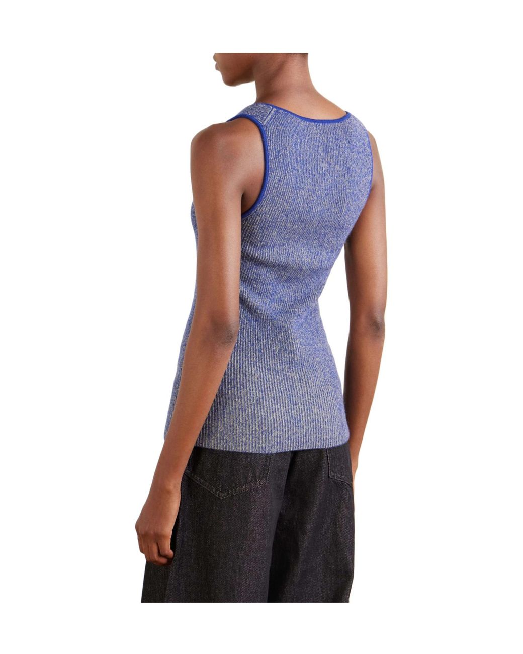 The Elder Statesman Blue Marl Knitted Cashmere Tank