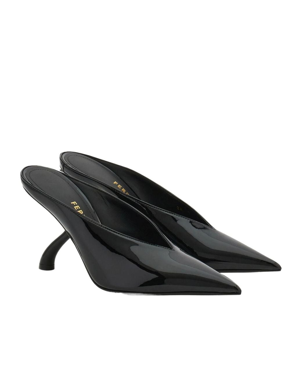 Ferragamo Black S-Shaped Heel Mule
