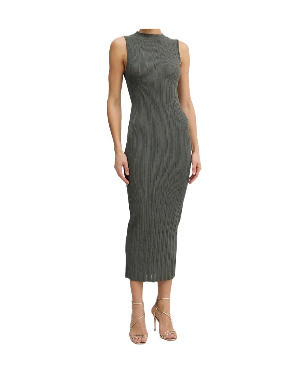 Twinset Green Ribbed-Knit Sleeveless Dress