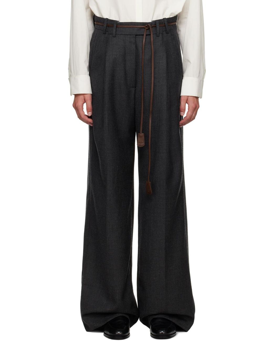 The Row Black Pleat-Front Wide-Leg Trousers