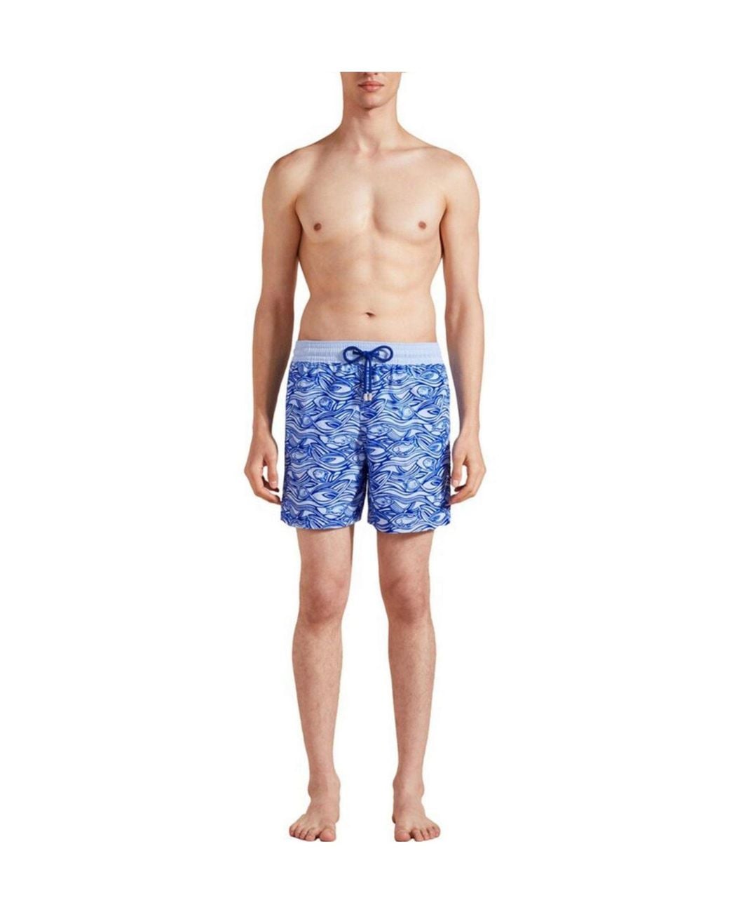 Vilebrequin Blue Fish Pattern Quick-Dry Swim Trunks for men
