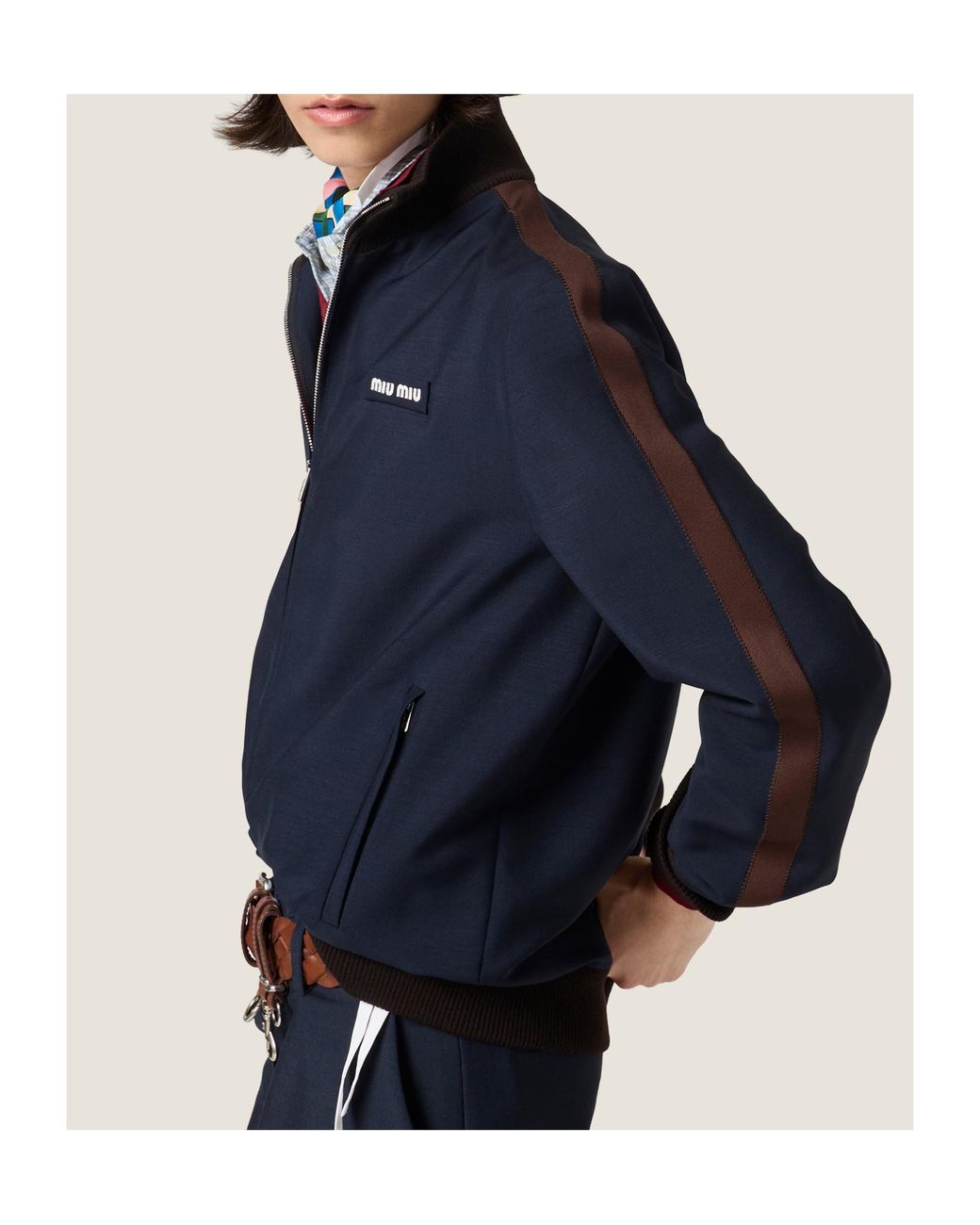 Miu Miu Blue Mohair-Virgin Wool Blouson Jacket