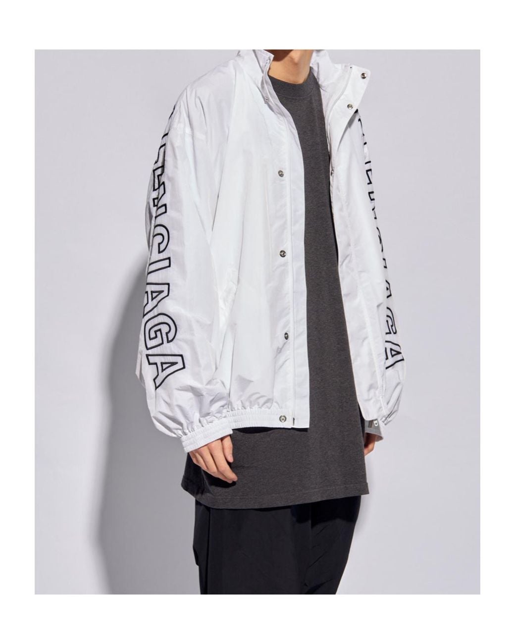 Balenciaga White Logo Printed Jacket for men