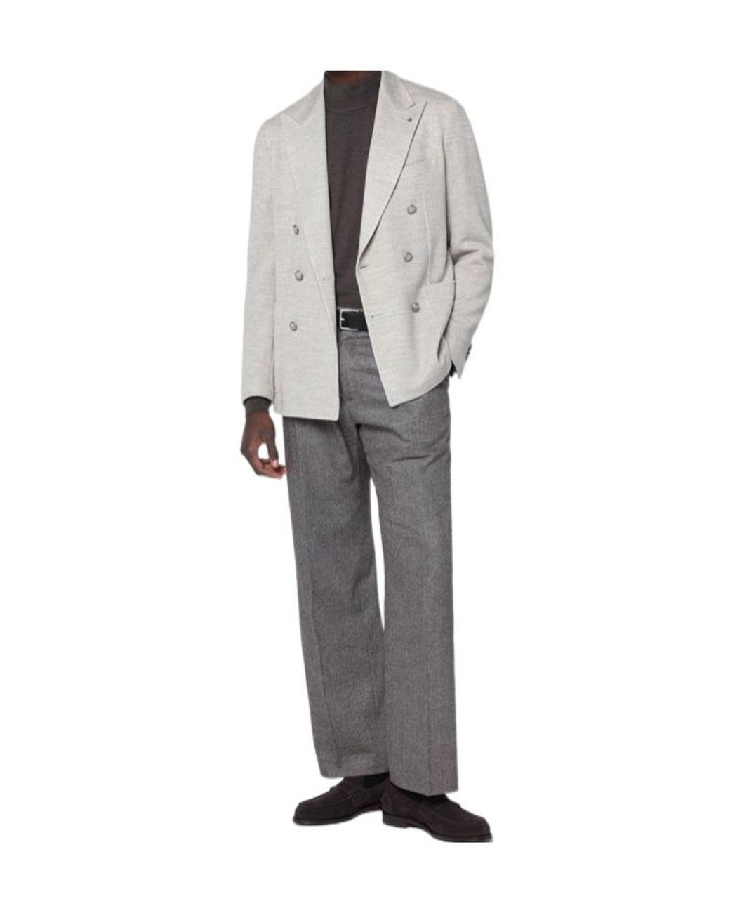 Tagliatore Gray Double-Breasted Jacket for men