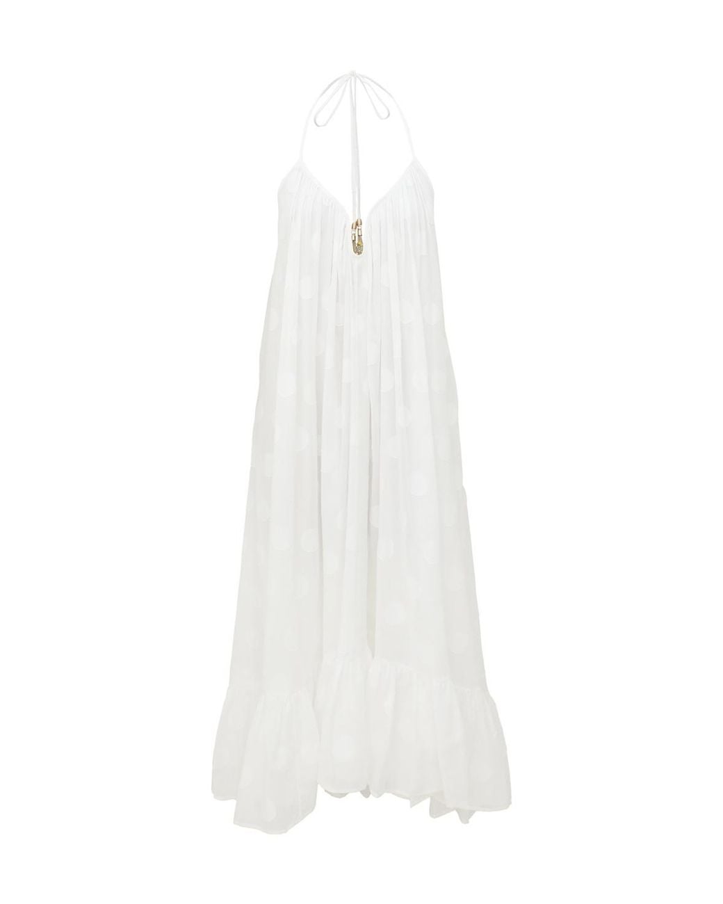 Zimmermann White Solstice Polka-Dot Ruffled Midi Dress