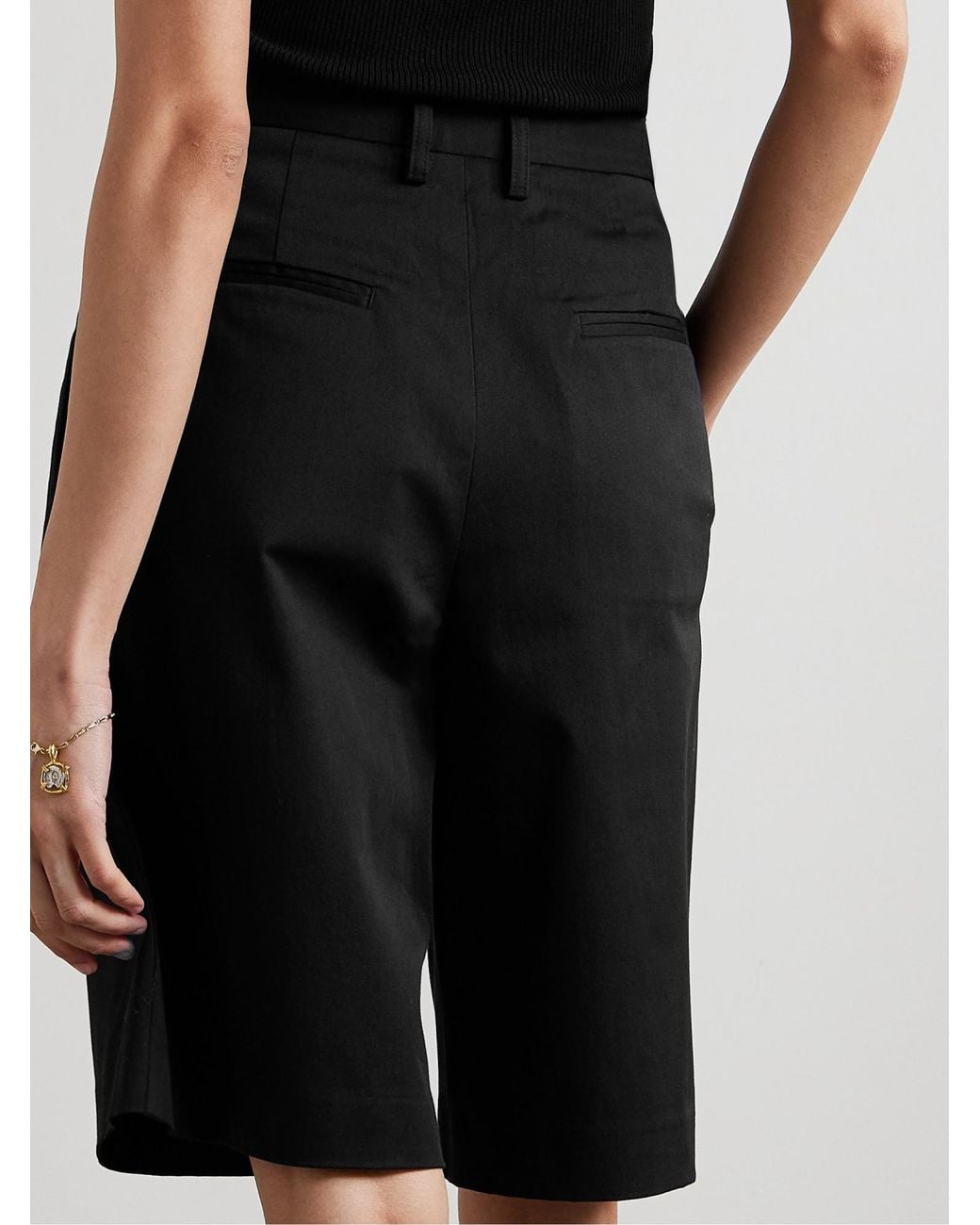 Matteau Black Cotton-Blend Twill Shorts