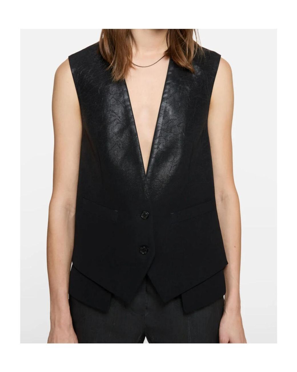 Acne Black V-Neck Buttoned Vest