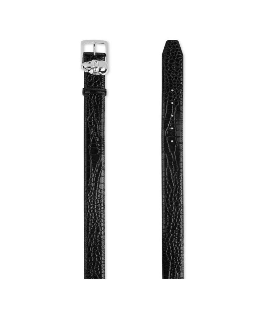 Philipp Plein Black Crocodile Effect Belt for men