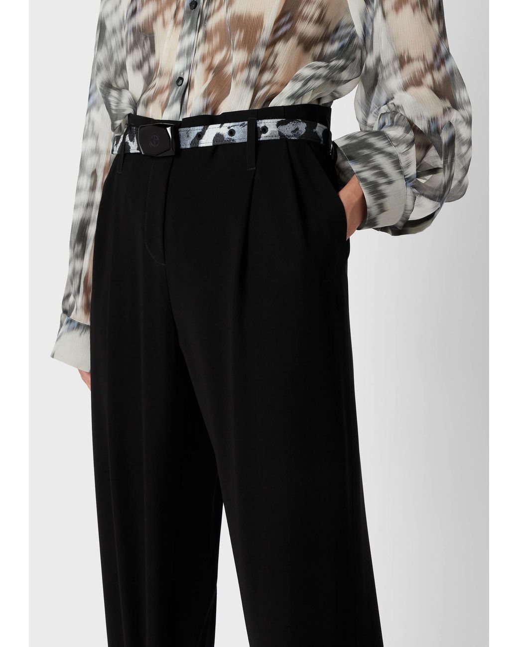 Giorgio Armani Black Belt Ring Casual Pants