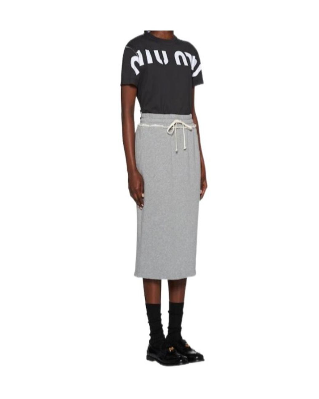 Miu Miu Black Printed Cotton T-Shirt