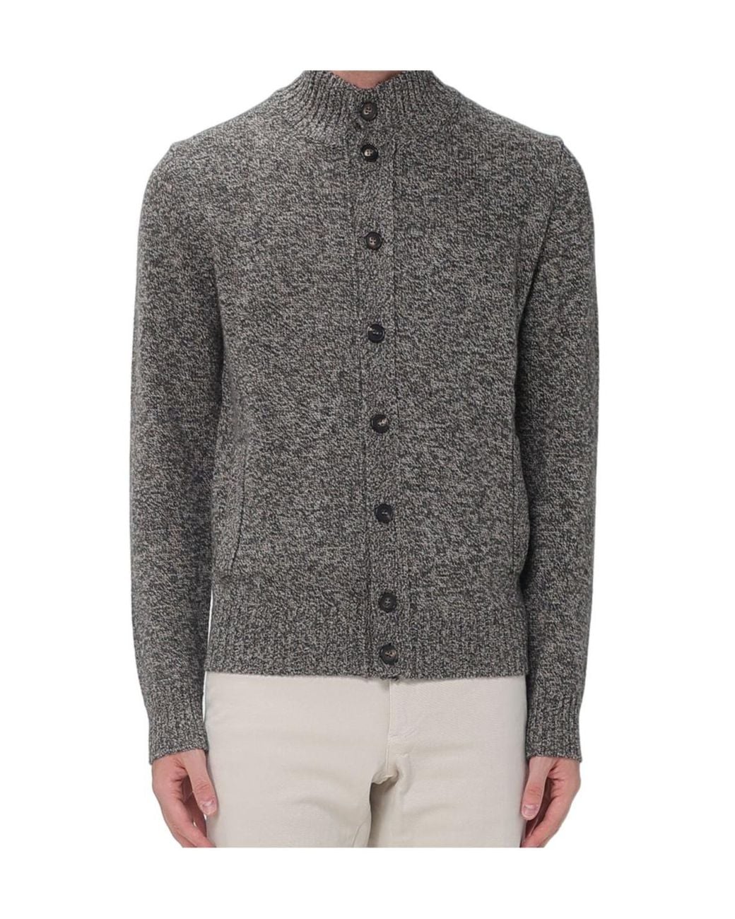 Zanone Gray High-Neck Cardigan for men