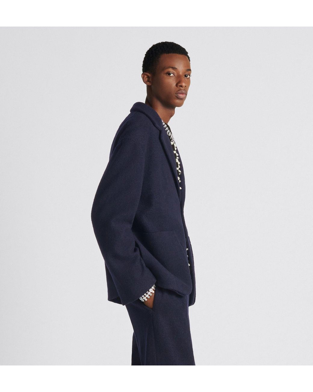 Dior Blue Off-The-Shoulder Jacket for men