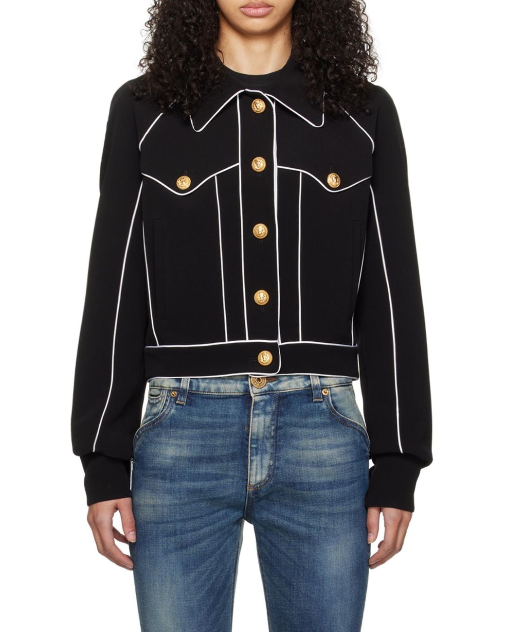 Balmain Black Western Crepe Jacket