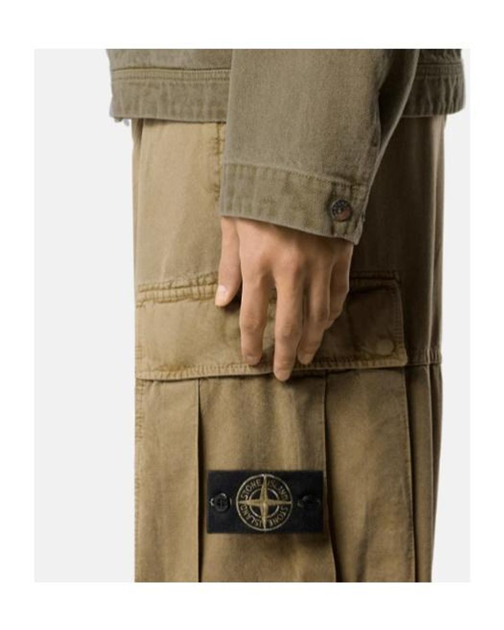 Stone Island Natural Loose-Fit Cargo Pants With Drawstring Cuffs for men