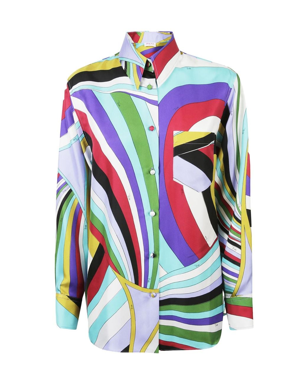 Emilio Pucci White Abstract-Print Silk Shirt