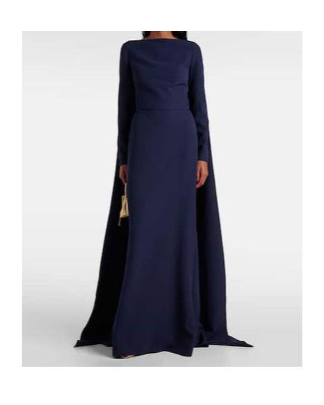 Safiyaa Blue Ginevra Caped Crepe Gown