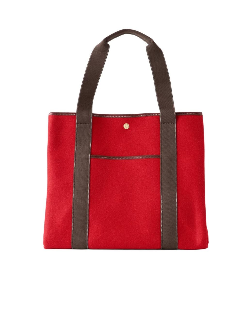 Rue de Verneuil Red Large Leather-Trimmed Flannel Tote